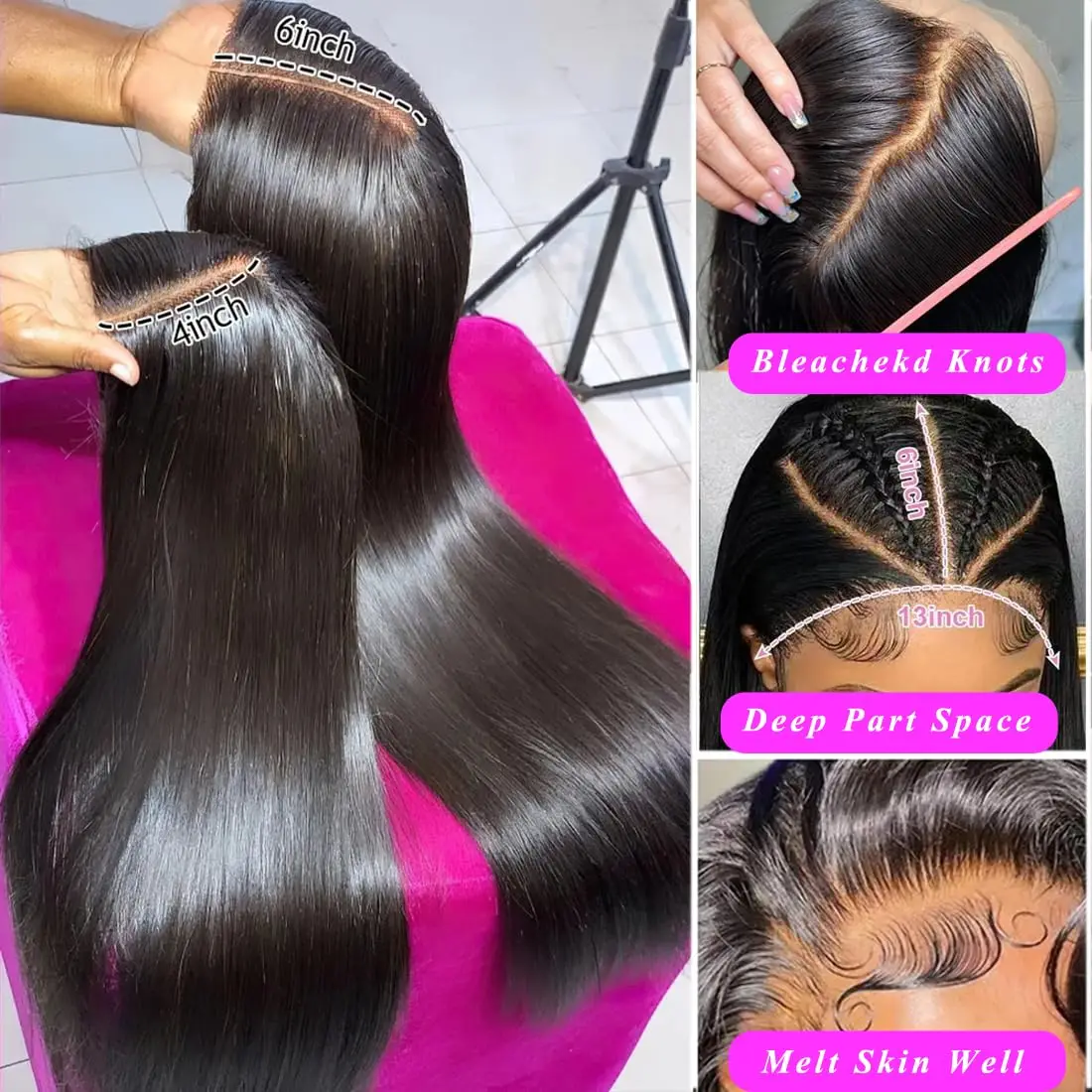 360 Lace Front Wigs Human Hair pre plucked Straight Lace Front Wigs Human Hair 13x4 Full Lace Human Hair Wigs For Black Women - Image 4