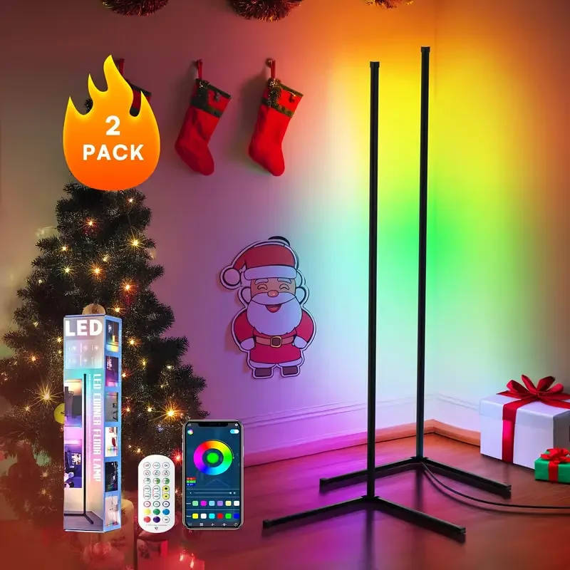LED 1/2 Pack Corner Floor Lights -16Million DIY Color Changing, RGB Smart Lights 56 Inch With Remote Control And APP Control