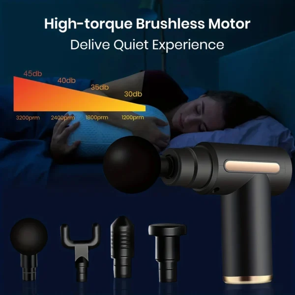 Mini Fascia Massage Gun Electric Massager Body Relaxation Belt 4 Replaceable Heads Fitness Equipment Fascia Gun - Image 6
