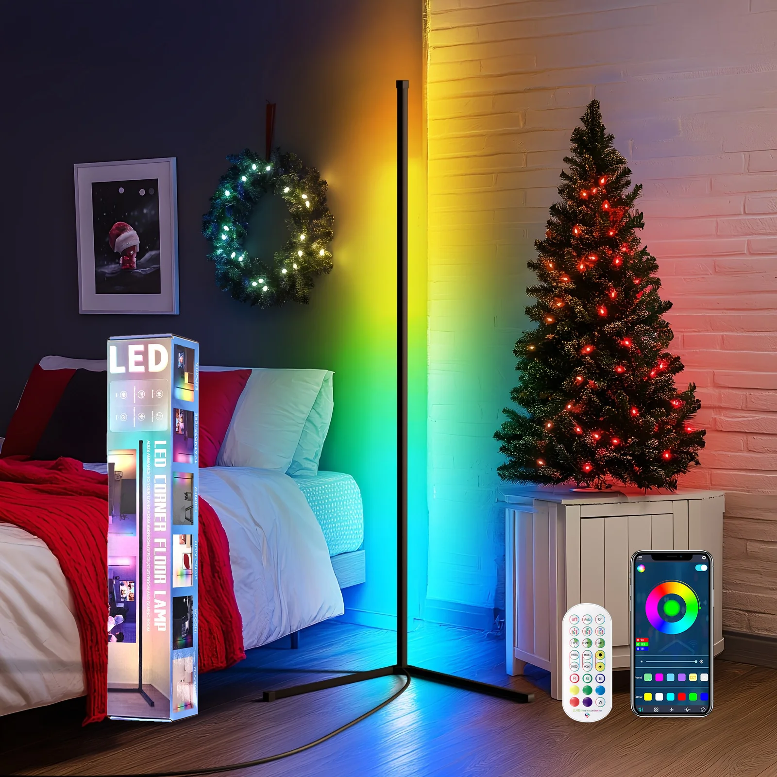 LED 1/2 Pack Corner Floor Lights -16Million DIY Color Changing, RGB Smart Lights 56 Inch With Remote Control And APP Control - Image 2