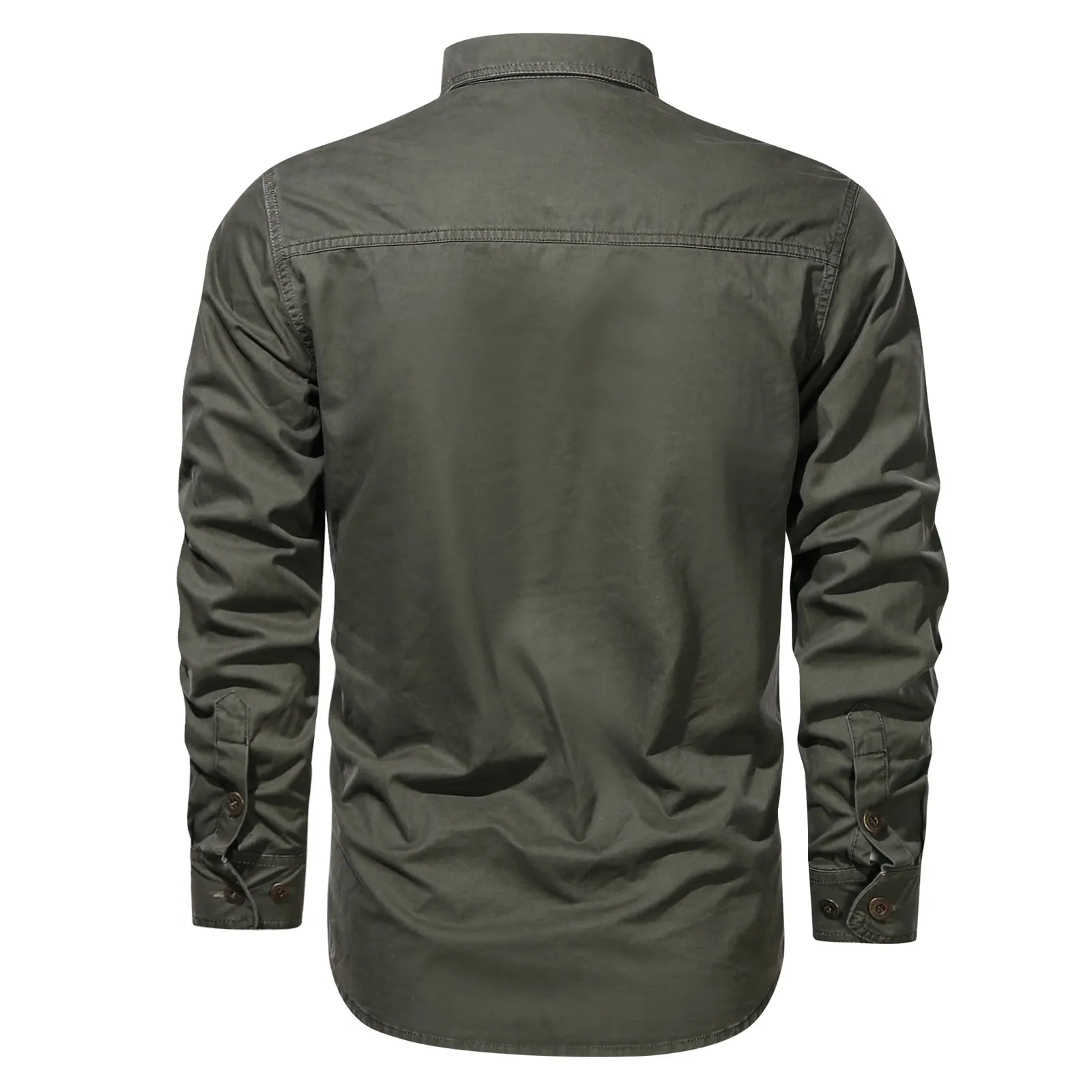 2023 Cargo Shirt Men Casual Cotton Shirts Militar Overshirt Blue / Green / Khaki Plus Size 4XL Spring Autumn Long Sleeve Shirt - Image 2