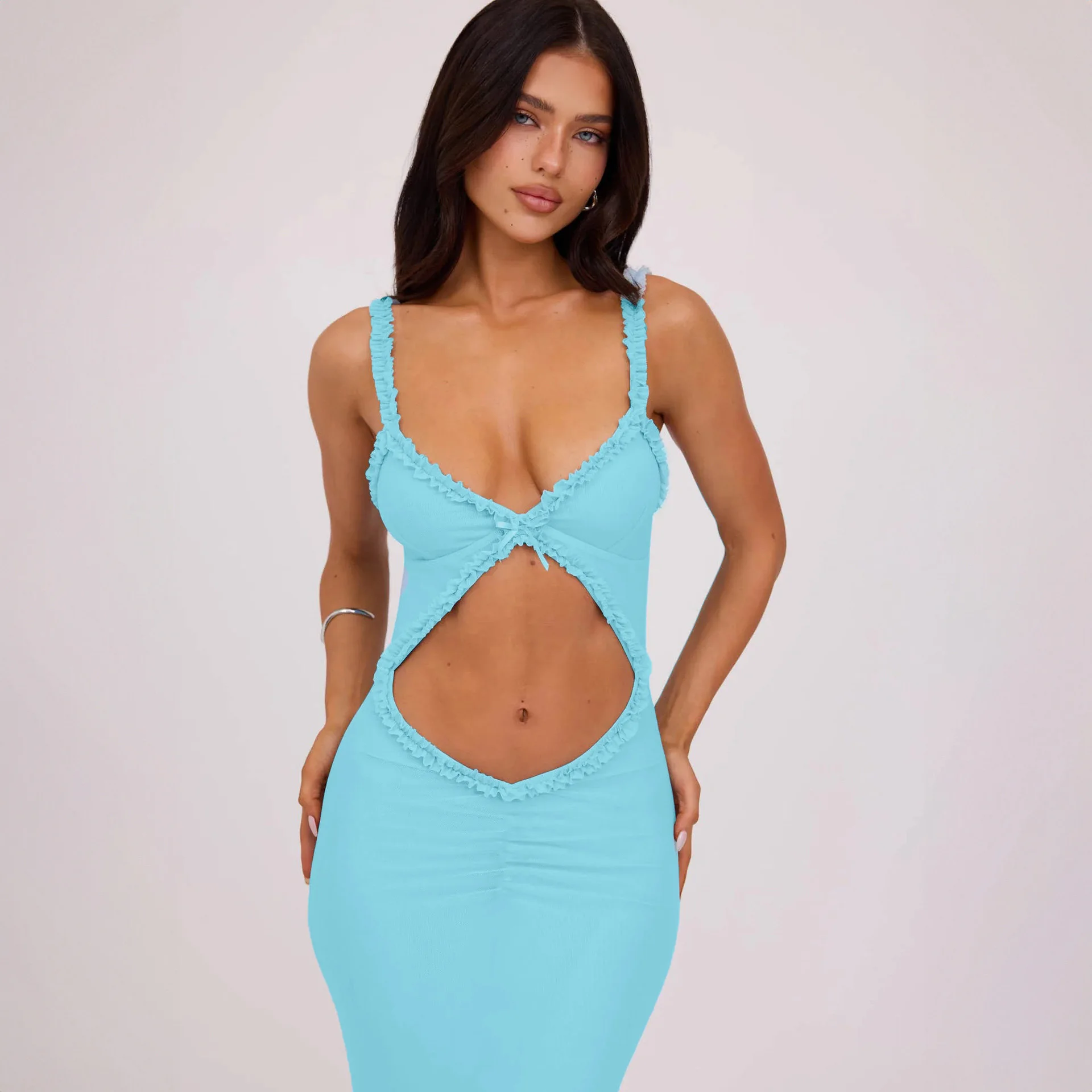 Fashion Backless Cutout Dresses Sexy Beachwear Dresses Birthday Party Midnight Clubwear Solid Color Sleeveless Women Dresses - Image 8