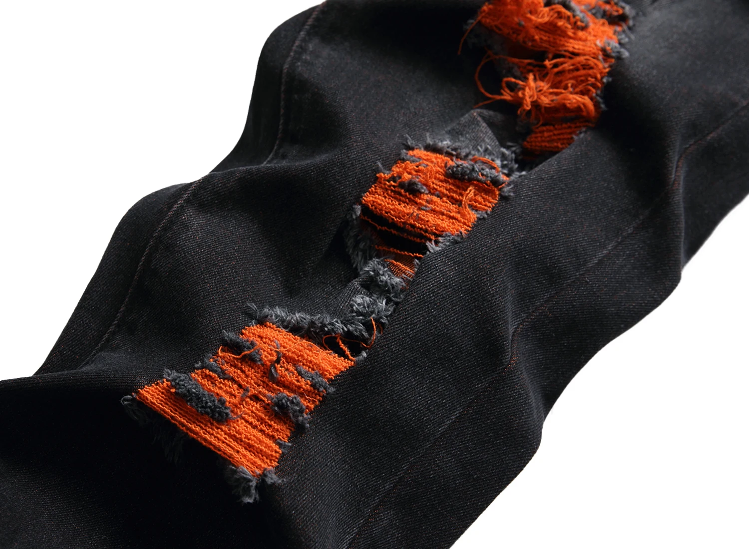Men's black distressed jeans Men's orange distressed long pants Casual party stretch denim long pants 511 - Image 4
