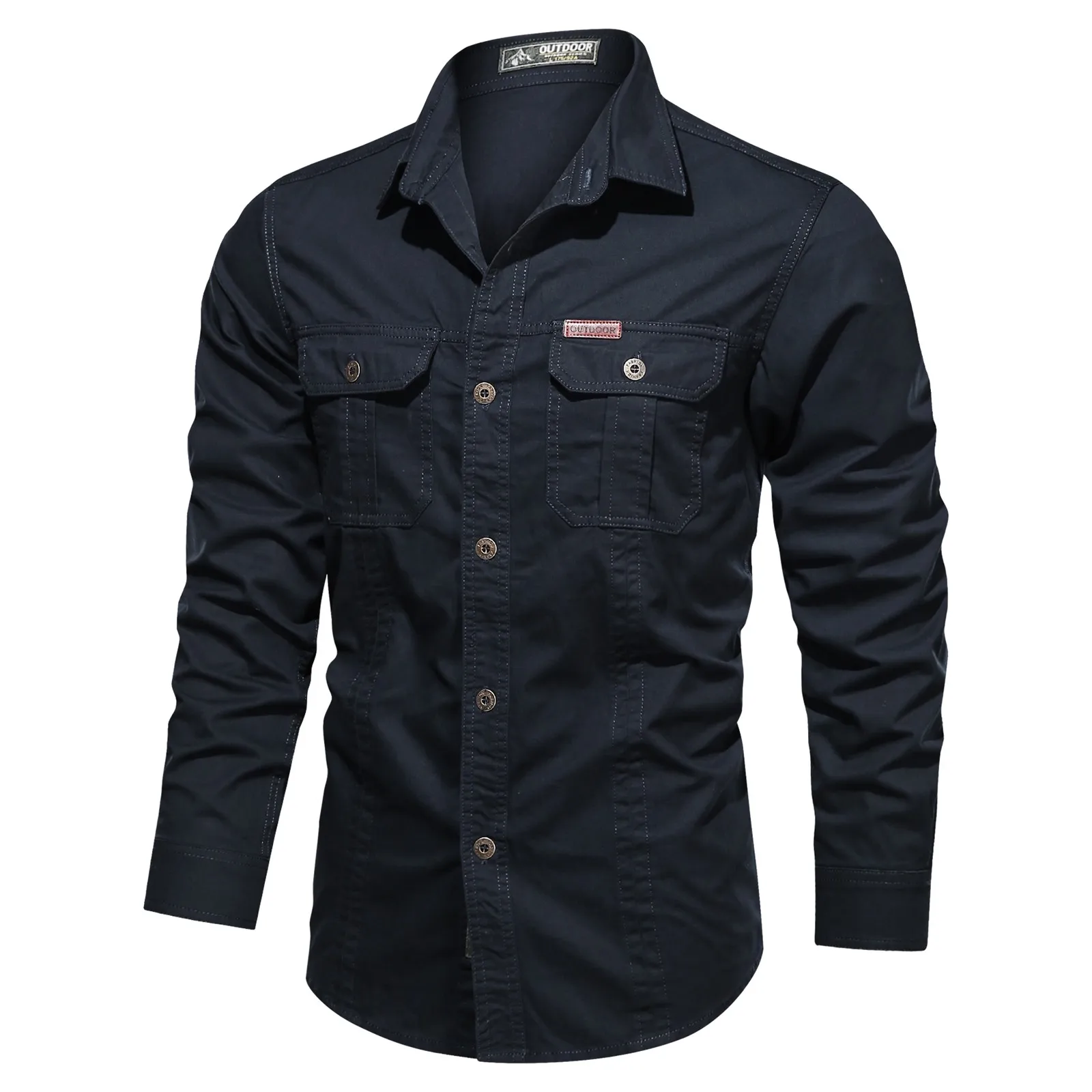 2023 Cargo Shirt Men Casual Cotton Shirts Militar Overshirt Blue / Green / Khaki Plus Size 4XL Spring Autumn Long Sleeve Shirt - Image 7
