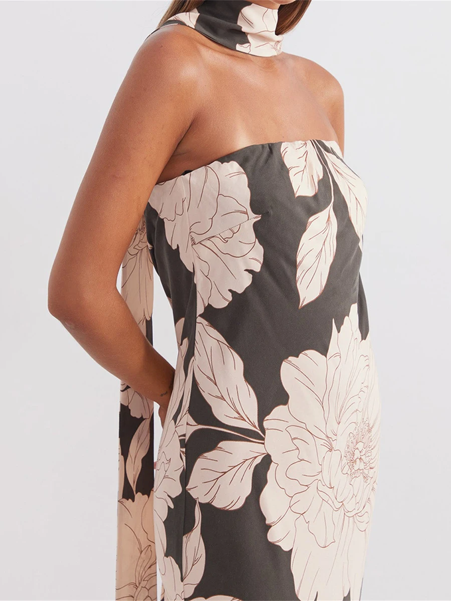 Elegant Off-Shoulder Maxi Dress with Ruffle Detail and Matching Belt for Women Perfect for Summer Parties and Events - Image 3