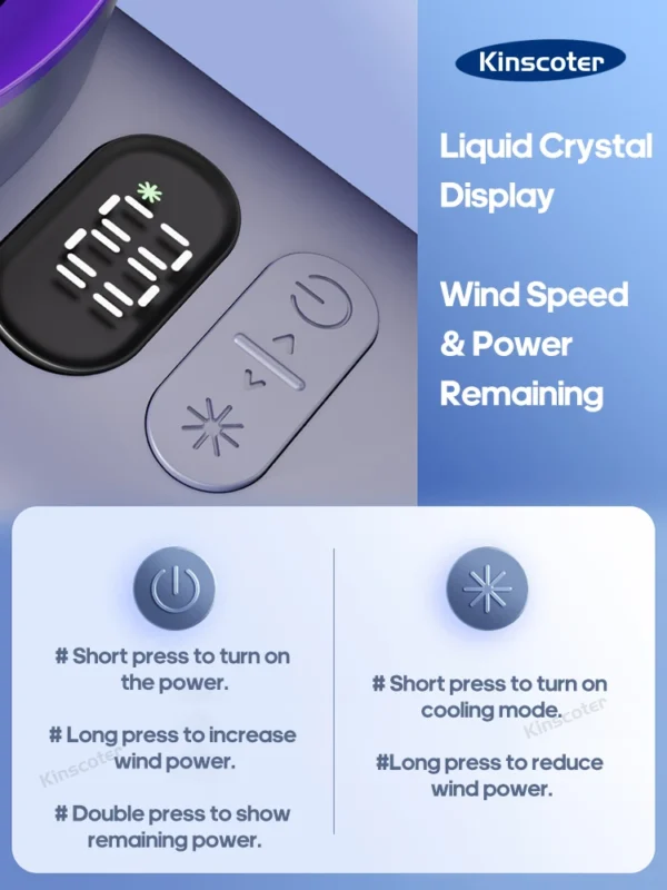 KINSCOTER Portable Handheld Turbo Fan 100 Wind Speeds Adjustable Mini Personal Fan Battery Operated Electric Eyelash Fan - Image 4