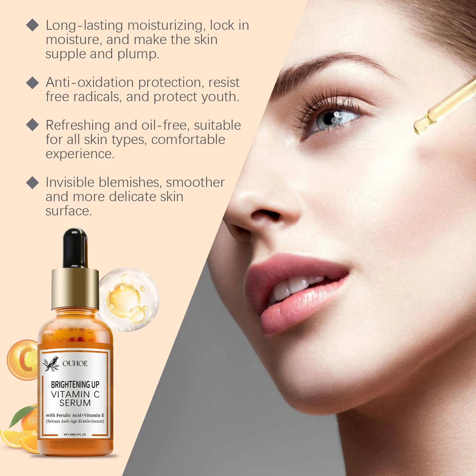 Vitamin C Wrinkle-reducing Facial Serum Lifting Firming Lightening Fine Lines Serum Brightening Moisturizing, Skin Care Products - Image 5