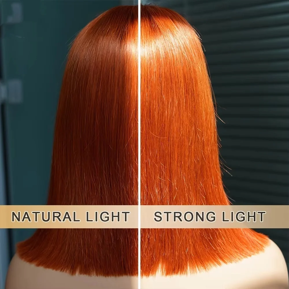 GluelessGinger Short Bob Human Hair Wigs 12 Inch #350 Orange Straight 13x4 Lace Frontal Wig for Women Brazilian Hair Colored Wig - Image 5