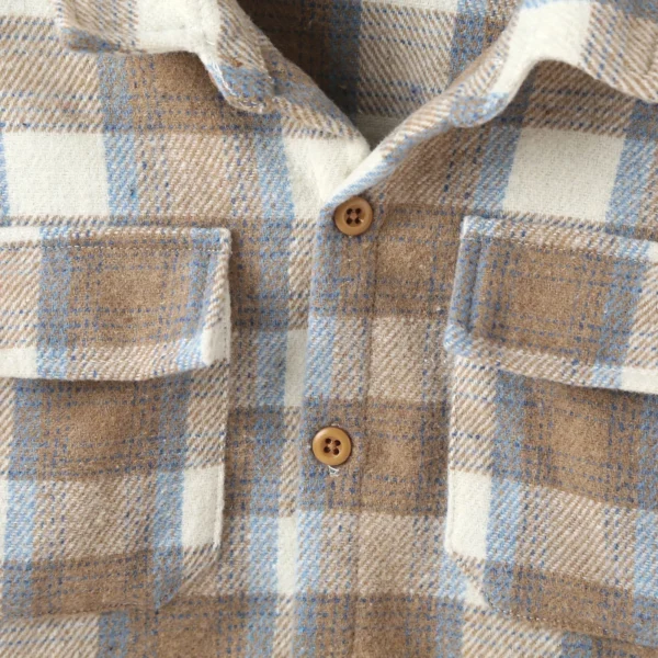 2021-11-12 Lioraitiin 2-7Y Autumn Causal Baby Boys Girl’s Lapel Shirt Outfits Long Sleeves Plaid Printed Single-breasted Jacket - Image 4
