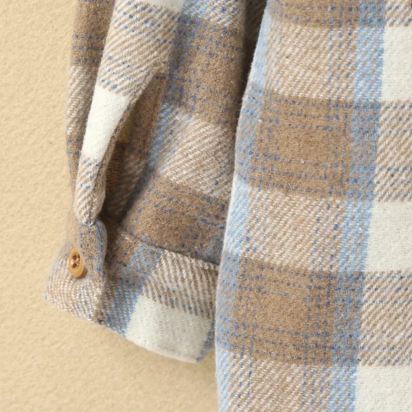 2021-11-12 Lioraitiin 2-7Y Autumn Causal Baby Boys Girl’s Lapel Shirt Outfits Long Sleeves Plaid Printed Single-breasted Jacket - Image 5