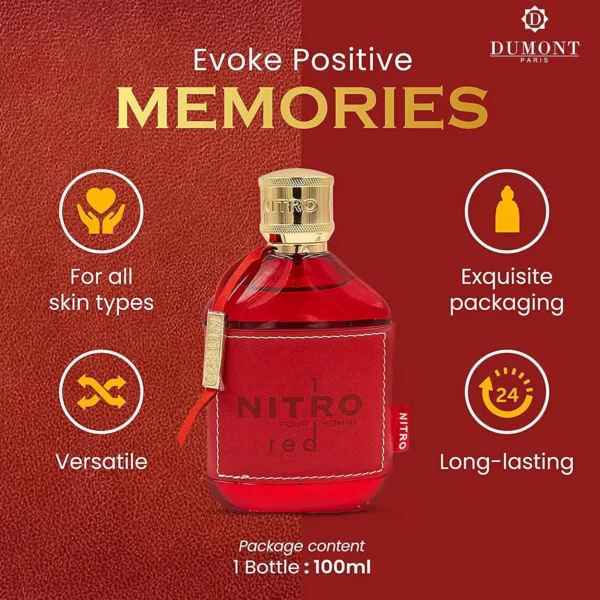 NITRO RED - 3.4oz - Eau De Parfum - Luxury Perfume for Men - Fruit, Woody, Floral & Masculine Fragrance - Long Lasting - Image 3