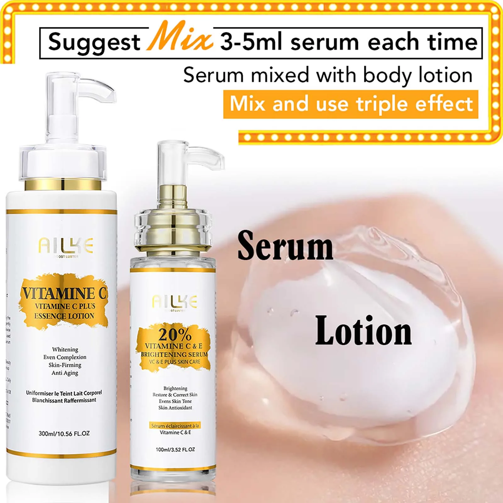 AILKE Vitamin C Skin Care Set, with Lightening Body Lotion, Even Skin Tone Face Cream, Whitening Serum, Brightening Soap - Image 11