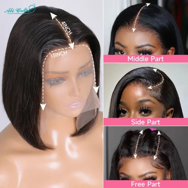 Ali Grace Straight Hair Bob Wigs 4x4 13x4 Lace Front Human Hair Wigs Brazilian Straight Hair Pre-Plucked Blunt Bob Wig Clearance - Image 2