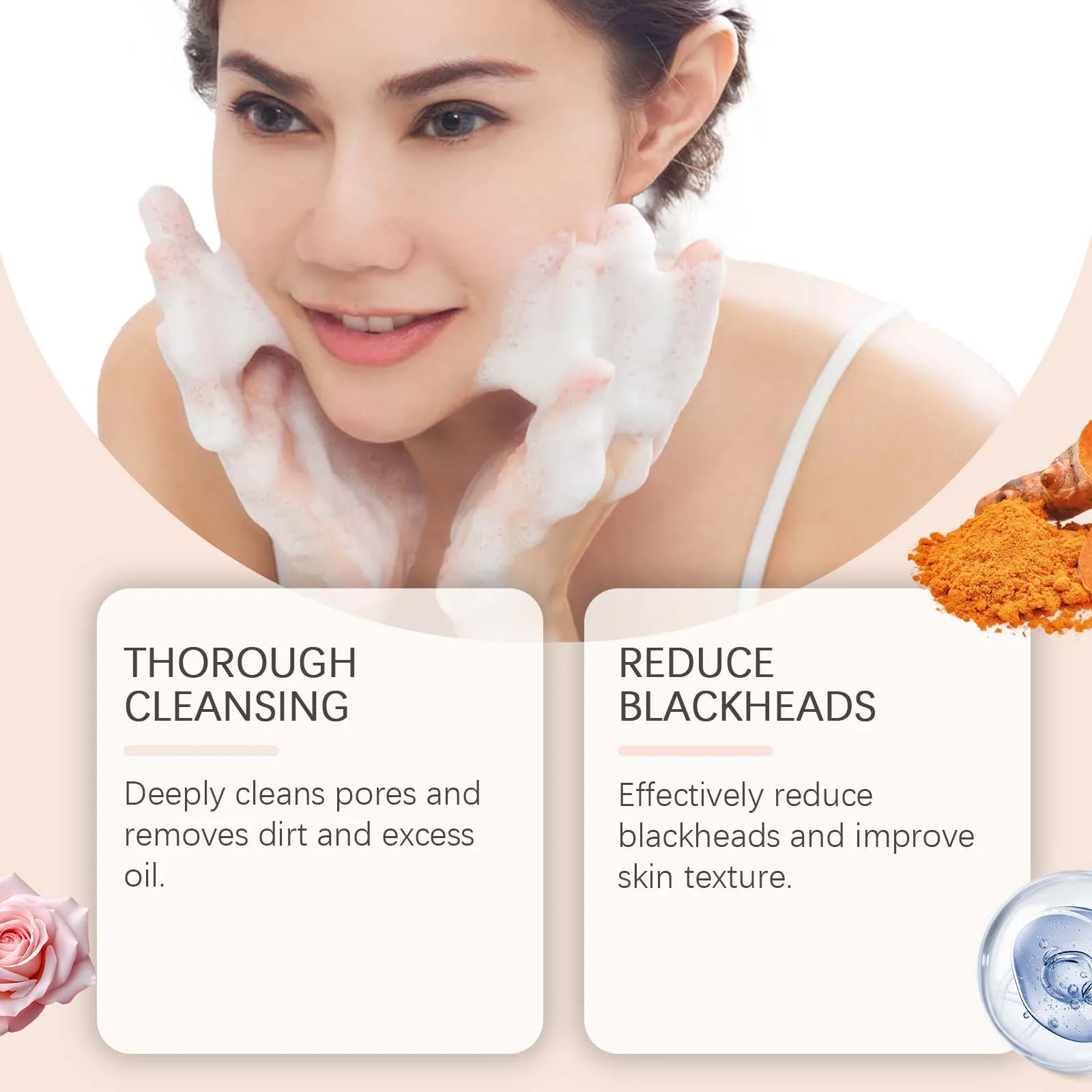 Turmeric Cleansing Milk Foam Facial Cleanser Cleanses Dirt And Grease Brightens Skin Hydrating And Moisturizes Face Care Product - Image 5