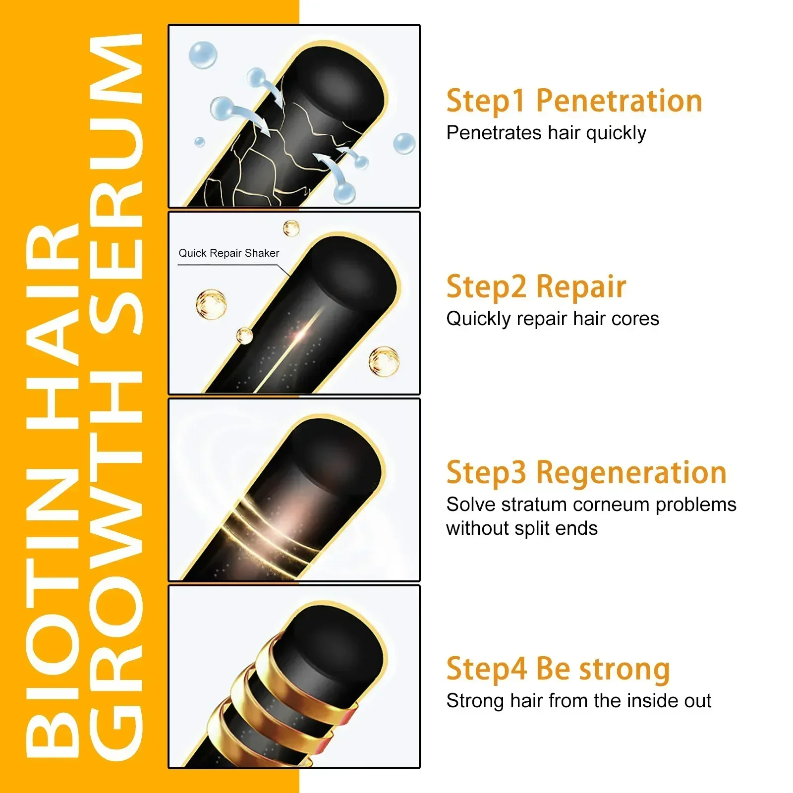 EELHOE Biotin Hair Spray Repair Baldness Scalp Treatment Dense Hair Growth Strengthening Hair Fast Growth Serum 30ml - Image 4