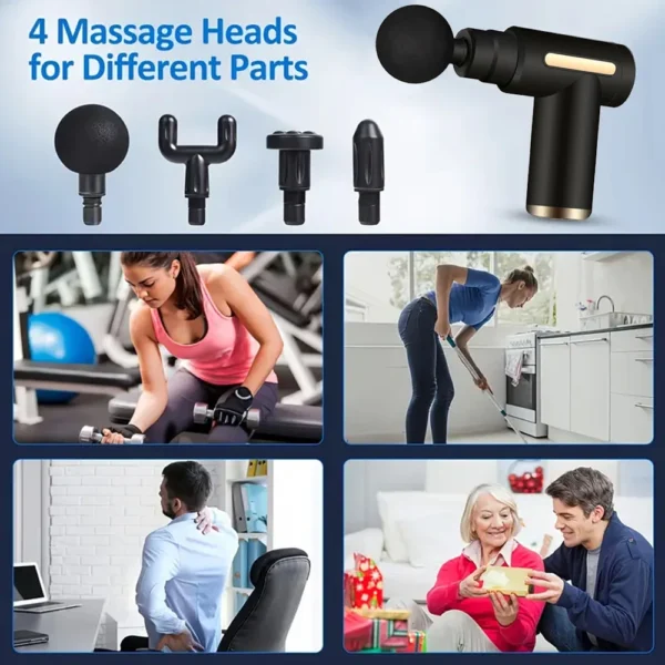 Mini Fascia Massage Gun Electric Massager Body Relaxation Belt 4 Replaceable Heads Fitness Equipment Fascia Gun - Image 5