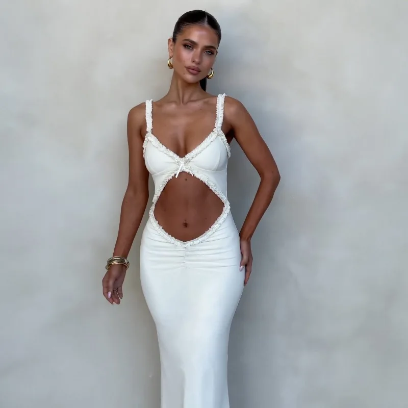 Fashion Backless Cutout Dresses Sexy Beachwear Dresses Birthday Party Midnight Clubwear Solid Color Sleeveless Women Dresses - Image 7