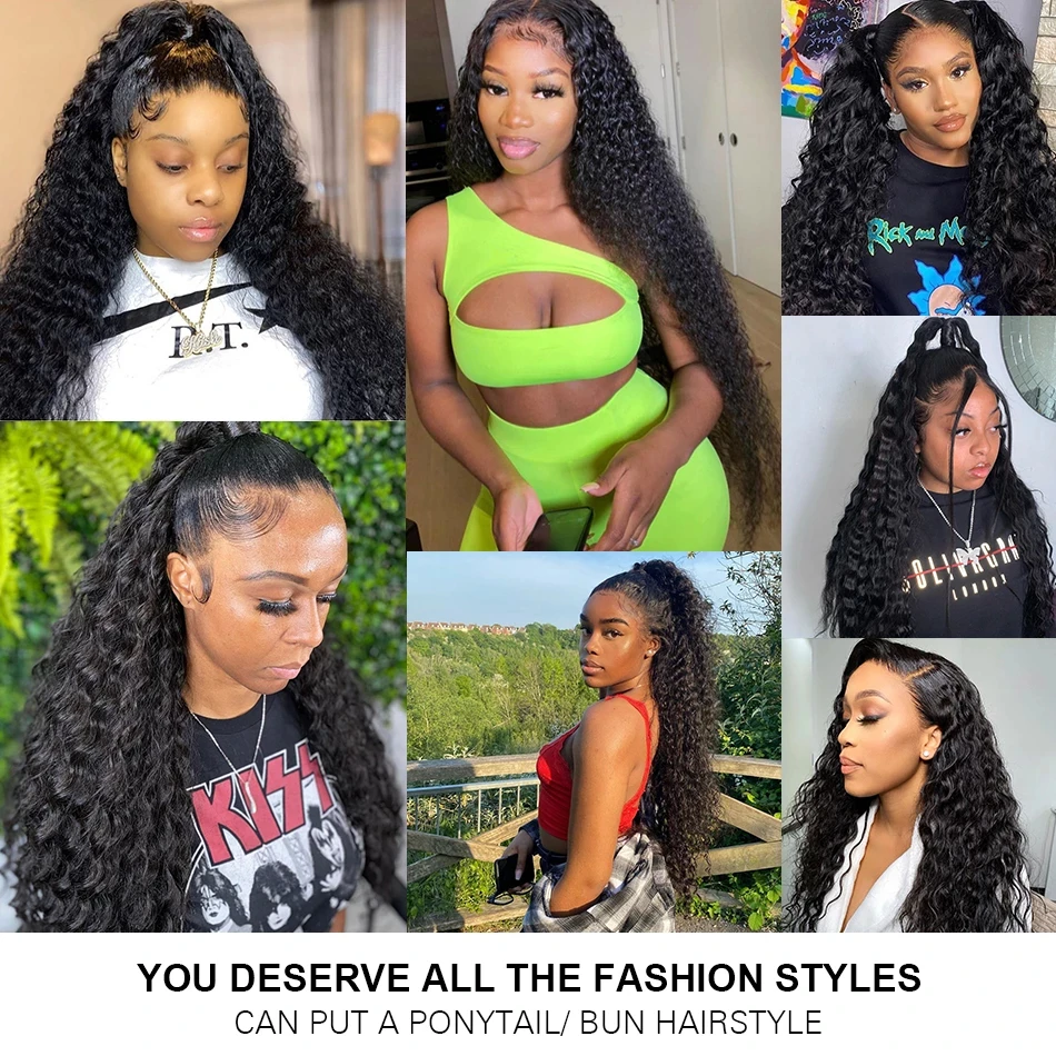 13x4 HD Lace Frontal Wig Deep Wave Frontal Wig 100% Brazilian Curly Human Hair Wigs 4x4 Transparent Lace Front Wig Pre Plucked - Image 4
