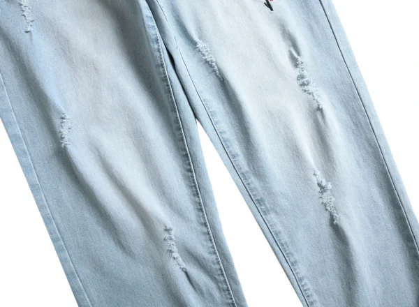 Men's Casual Slim Fit Jeans, Fashion Flower Embroidery Casual Jeans LY026 - Image 3