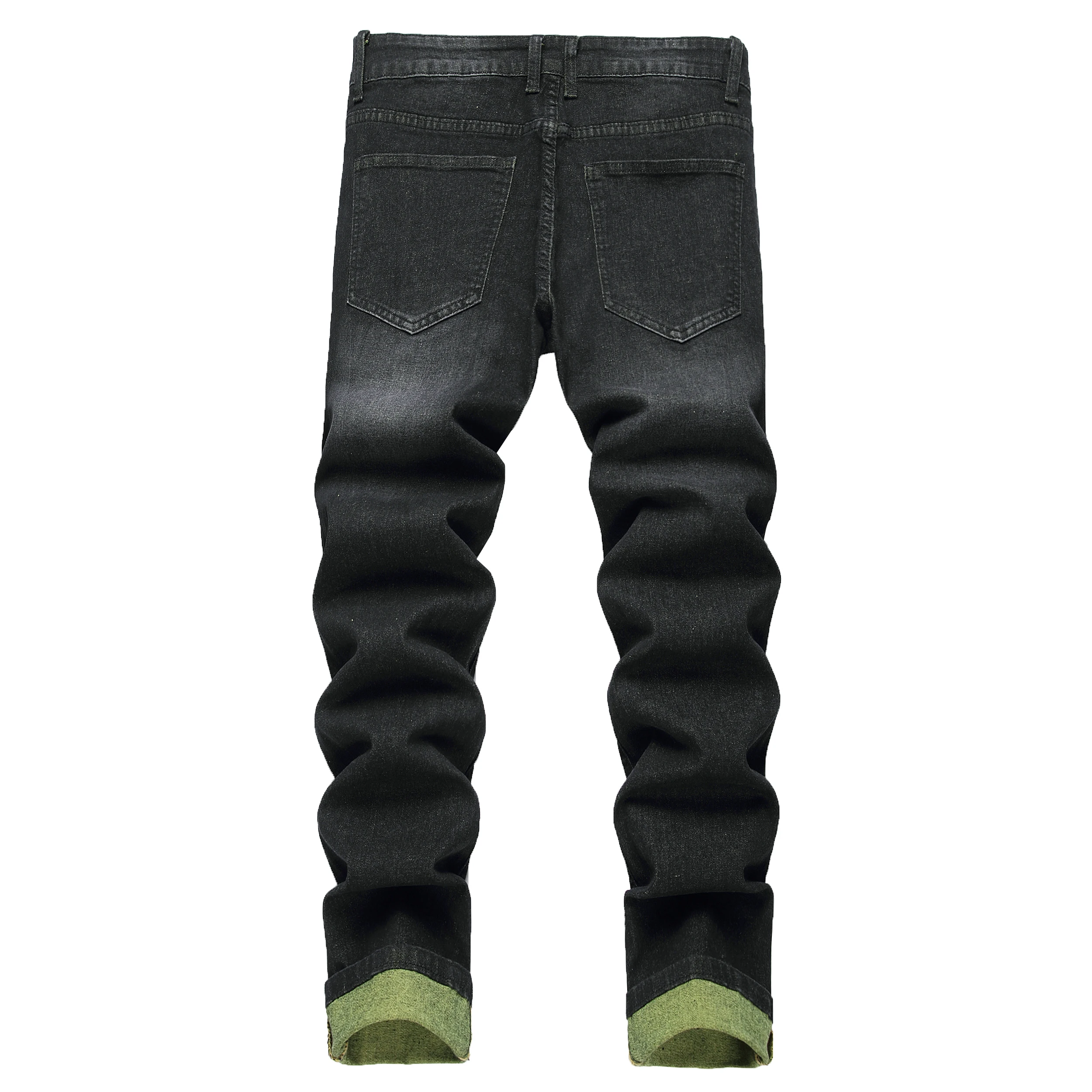 Men's Black Jeans Elastic Black Cattle Destroyed Jeans Long Pants For Casual Outings, Parties, And Dates 515-1 - Image 2