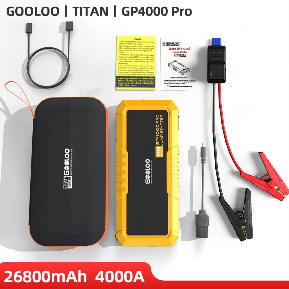 GOOLOO 4000A Start Power Bank 26800mAh Jump Starter Car Booster External Battery 12V Starting Device for Petrol Diesel Powerbank - Image 7