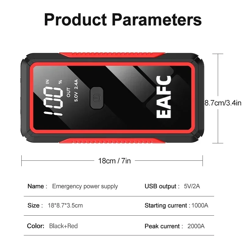 2000A/1200A Jump Starter Power Bank Portable 12V Car Battery Booster Charger LED Light For Petrol Diesel 6.0L/4.0L Car Starter - Image 5