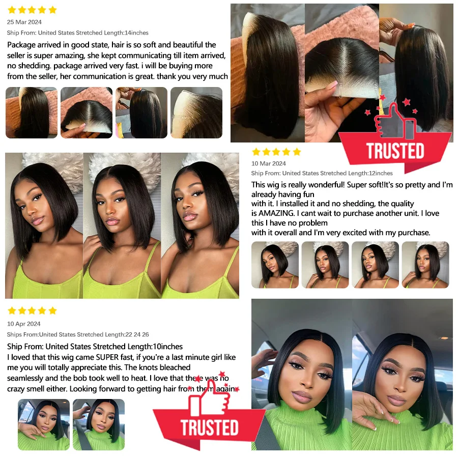 Glueless Bob Hair Wig Human Hair Ready To Wear Straight Transprent 4x4 Lace Closure Wigs For Women Glueless Wigs Human Hair - Image 3