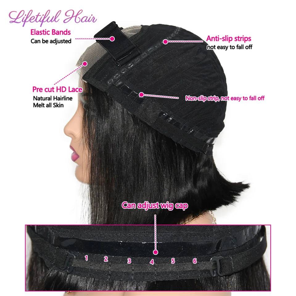 Glueless Bob Hair Wig Human Hair Ready To Wear Straight Transprent 4x4 Lace Closure Wigs For Women Glueless Wigs Human Hair - Image 4