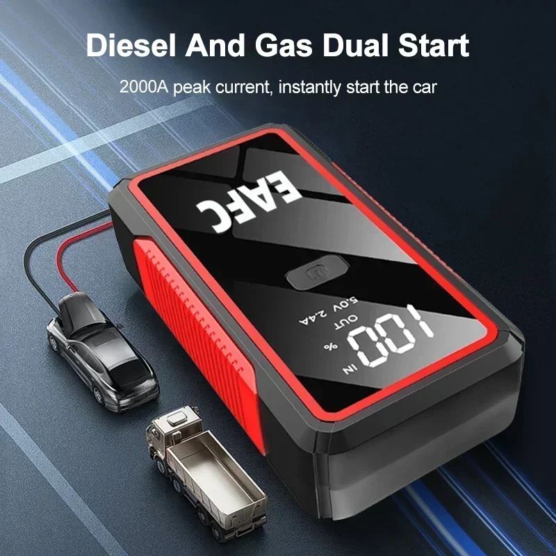 2000A/1200A Jump Starter Power Bank Portable 12V Car Battery Booster Charger LED Light For Petrol Diesel 6.0L/4.0L Car Starter - Image 2