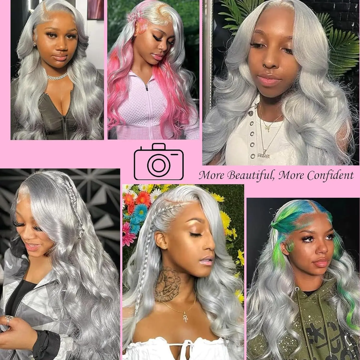 Cosplay Body Wave Silver Grey 13X4 Lace Front Wigs Human Hair 13x6 HD Lace Front Wigs Remy Brazilian 613 Colored Human Hair Wigs - Image 5