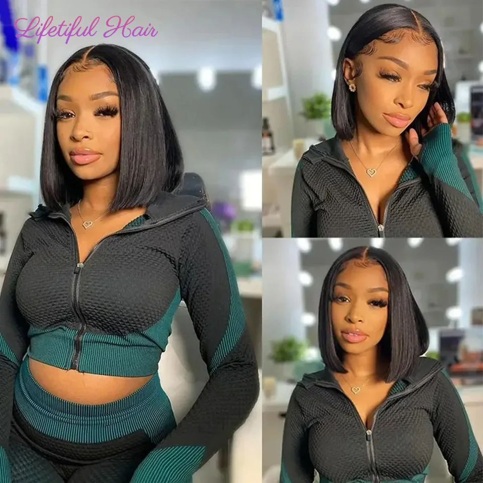 Glueless Bob Hair Wig Human Hair Ready To Wear Straight Transprent 4x4 Lace Closure Wigs For Women Glueless Wigs Human Hair - Image 2