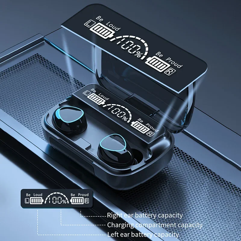 M10 Bluetooth Earphones Handfree LED Dispay Headphones Bluetooth HiFi Stereo Music Wireless Earbuds Waterproof Gaming Headset - Image 2