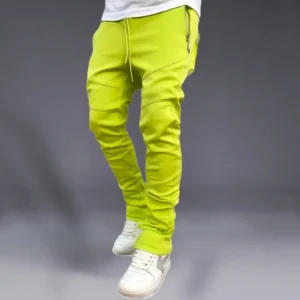 Fall Trend New Fashion Men's Bunched Feet Nine-minute Stretch Slim Zipper Foot Fashion Brand Running Casual Pants
