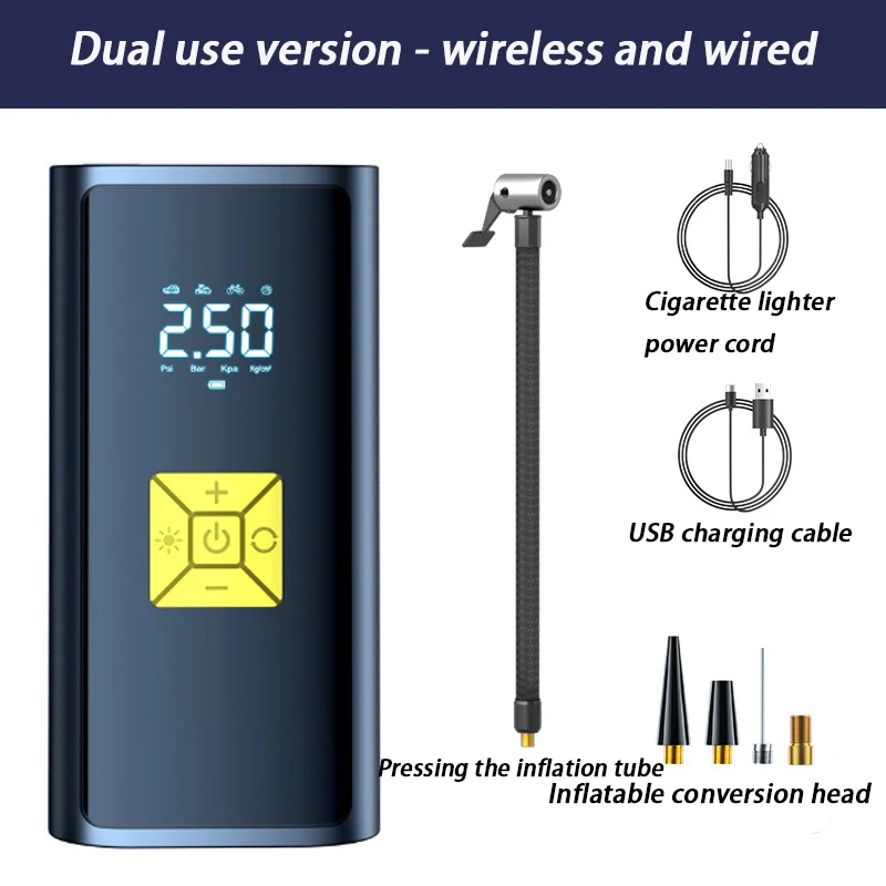 1 Set Car Mounted Inflation Pump Intelligent Digital Display Wireless Tire Inflation Pump Tire Pressure Detection and Inflation - Image 5
