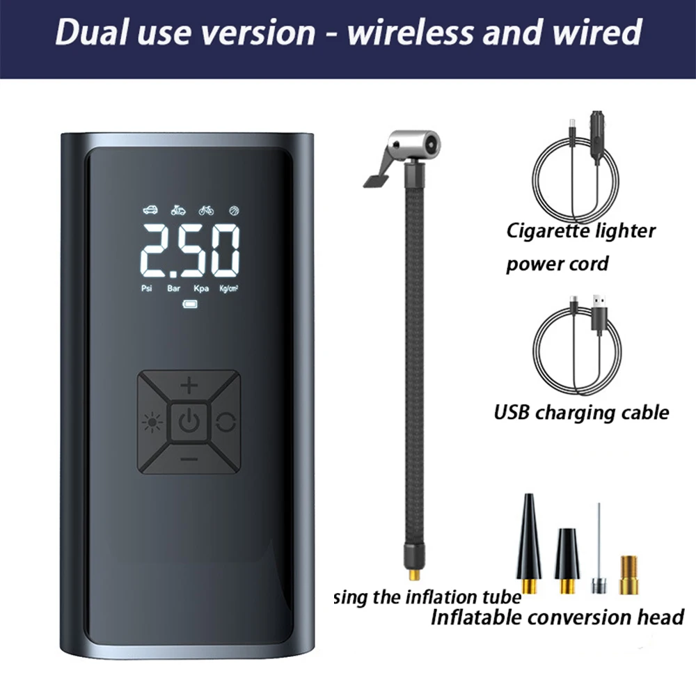 1 Set Car Mounted Inflation Pump Intelligent Digital Display Wireless Tire Inflation Pump Tire Pressure Detection and Inflation - Image 6