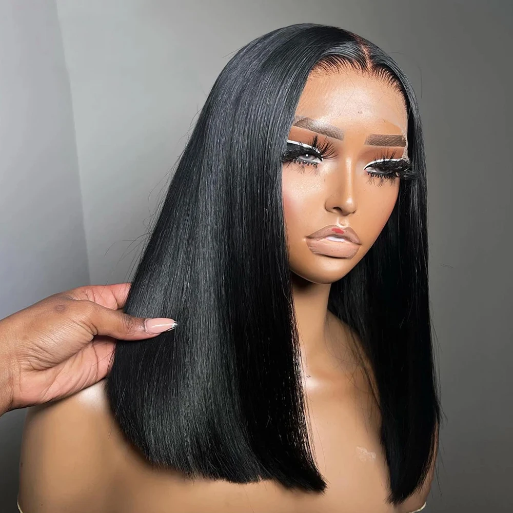 Bob Wig Human Hair 13X4 Lace Front Wig 180% Density Short Straight Frontal Bob Wig Transparent Lace Pre Plucked With Baby Hair - Image 7
