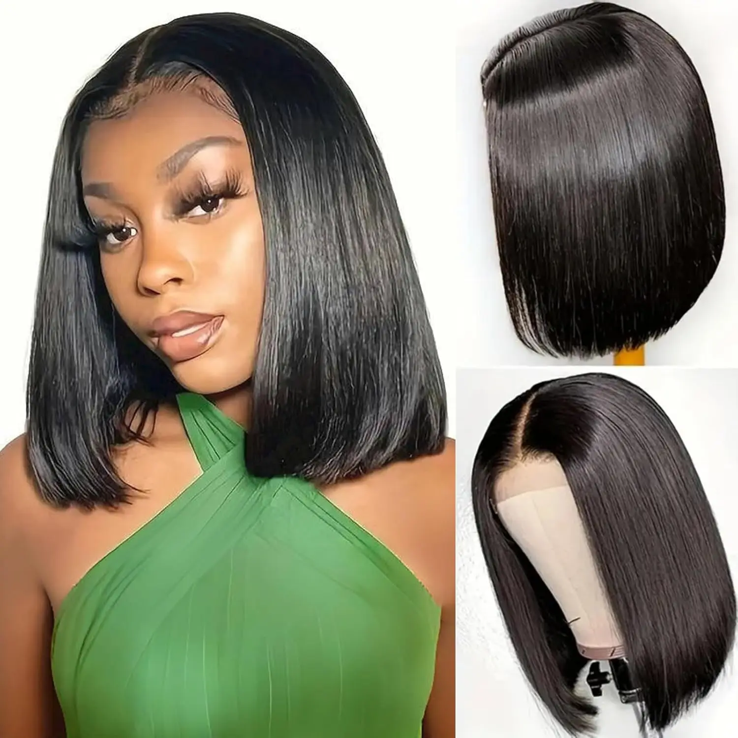 Bob Wig Human Hair 13X4 Lace Front Wig 180% Density Short Straight Frontal Bob Wig Transparent Lace Pre Plucked With Baby Hair - Image 5