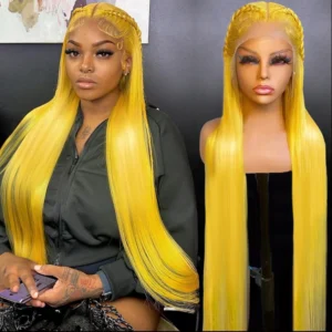 220 Density Light Yellow Straight 13x6 HD Lace Frontal Wigs 100% Human Hair Brazilian 613 Golden Colored Remy Wig Pre Plucked 40