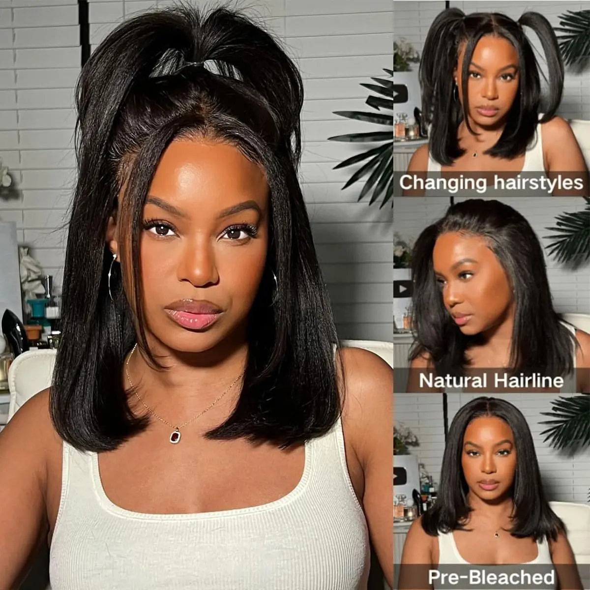Bob Wig Human Hair 13X4 Lace Front Wig 180% Density Short Straight Frontal Bob Wig Transparent Lace Pre Plucked With Baby Hair - Image 4