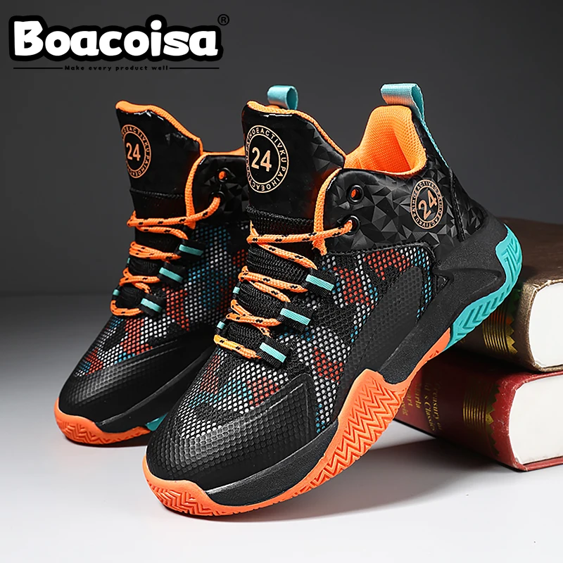 Boacoisa Children's Basketball Shoes Training Competition Mesh Outdoor Sports Running Sneakers Breathable for Boys Girls - Image 2